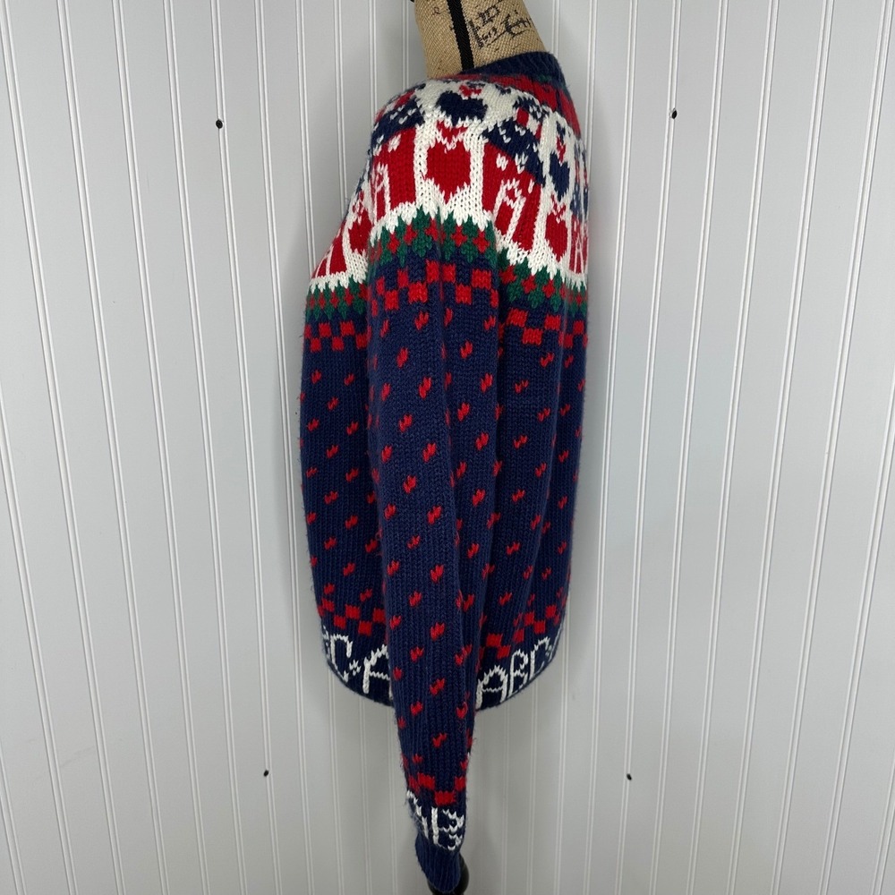 Northern Isles Cardigan Blue Gold Buttons ABC Schoolhouse Teacher Vintage Sz XL - Picture 3 of 16